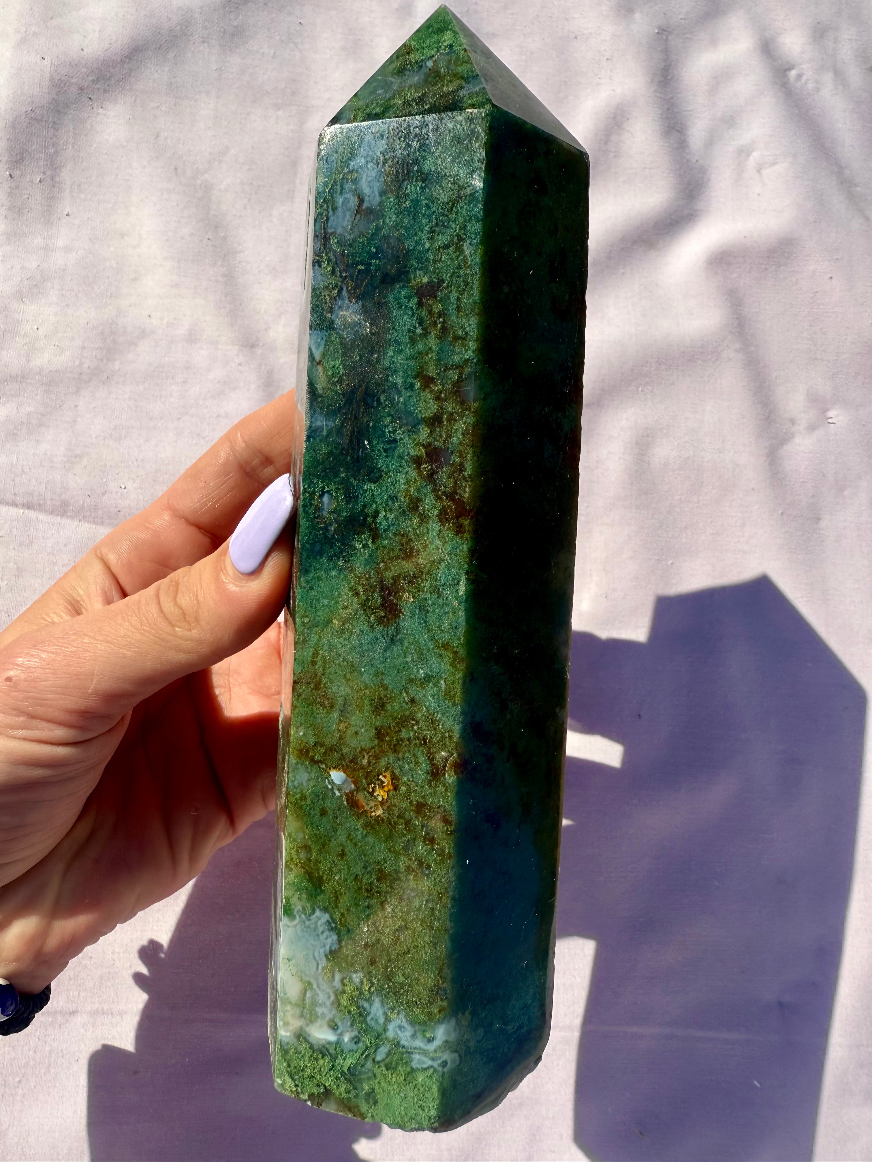 Large Moss Agate Tower 01