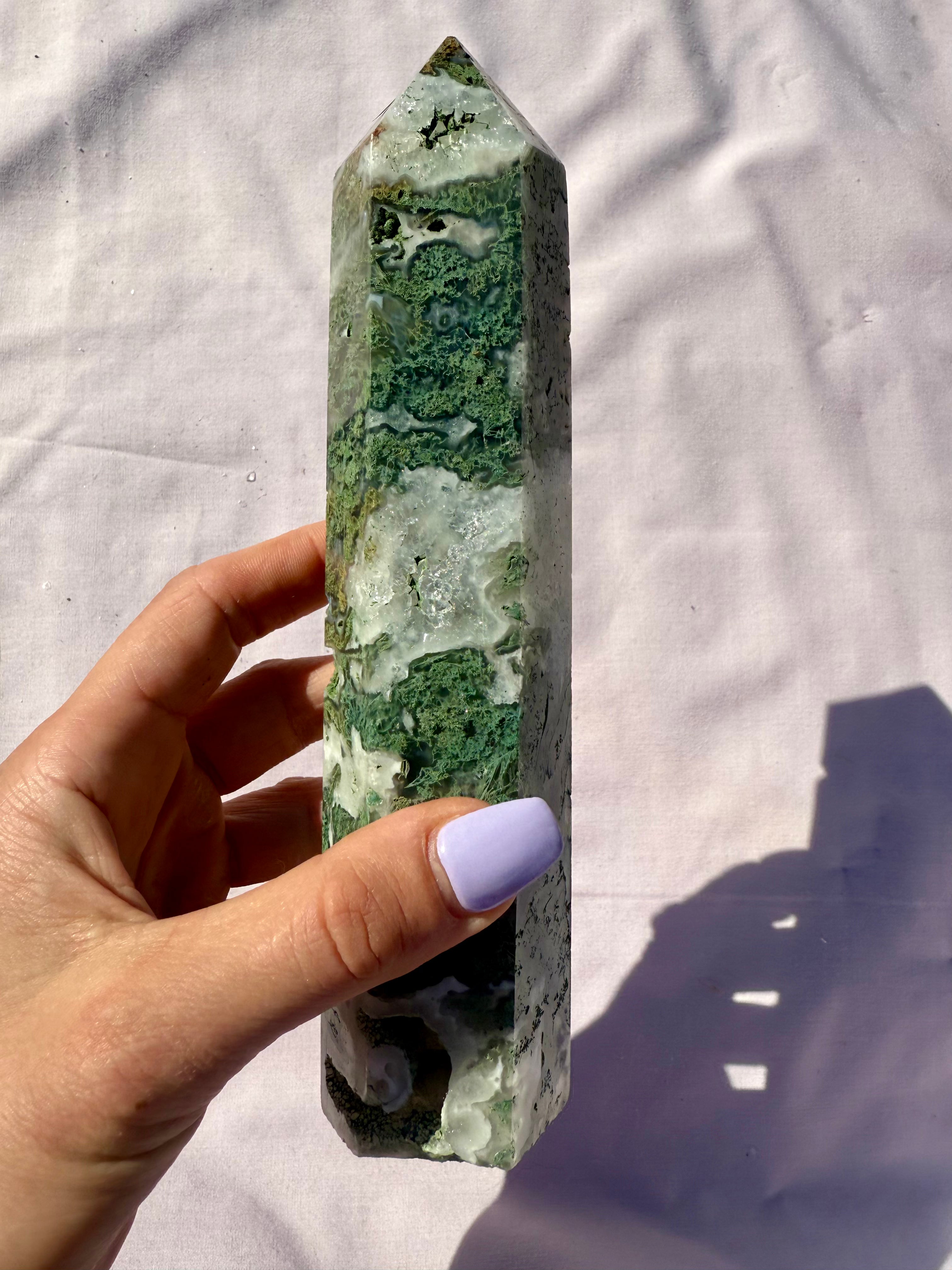 Large Moss Agate Tower 02