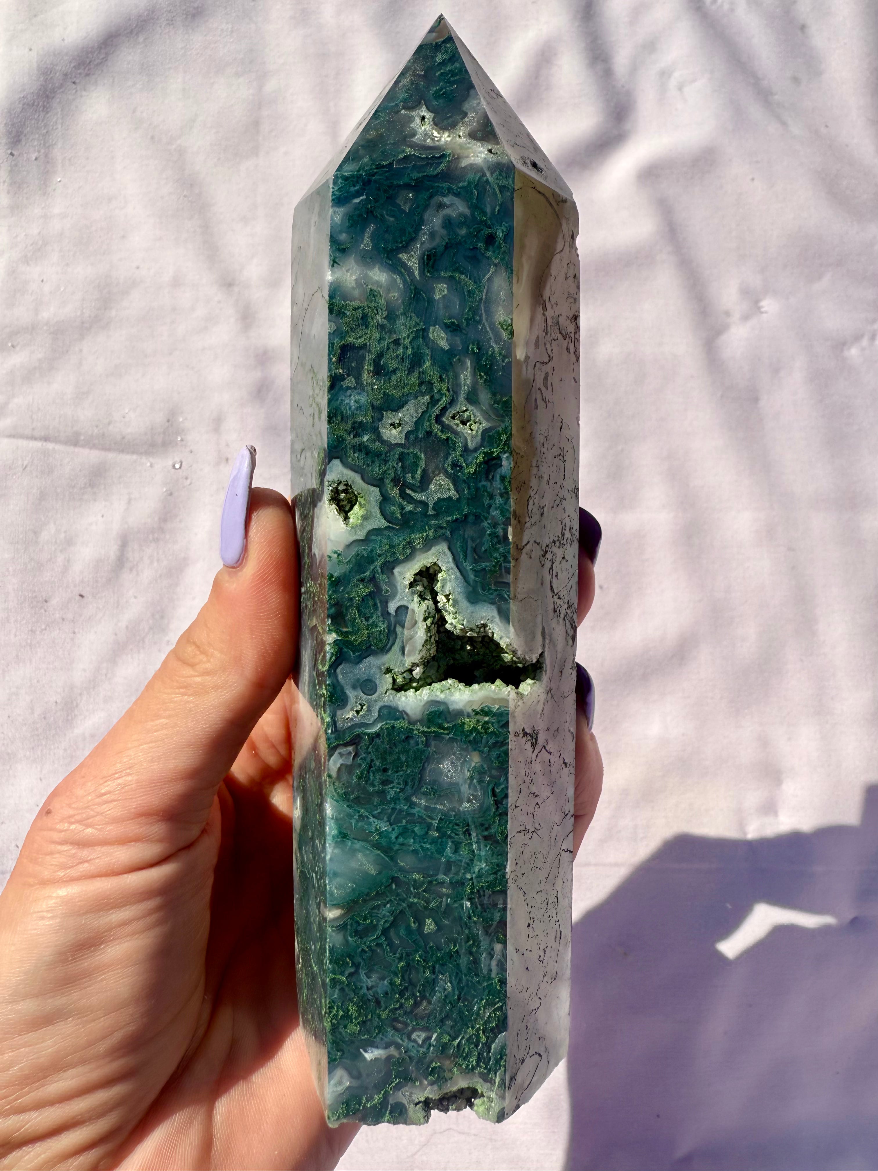 Large Moss Agate Tower 03