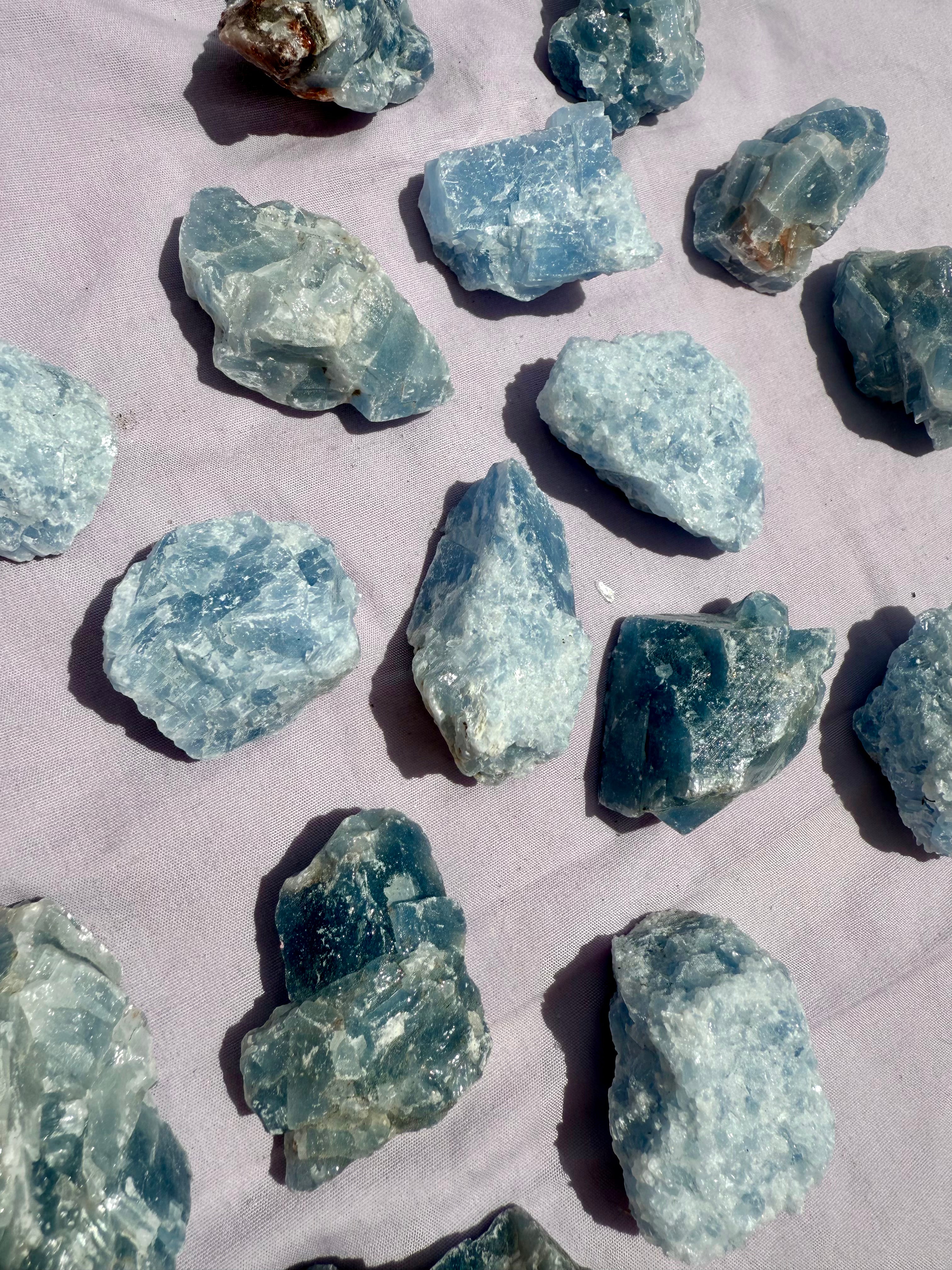 Raw Small Blue Calcite